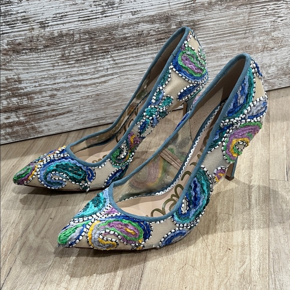 Sam Edelman Vibrant embroidered Heels - Picture 2 of 3